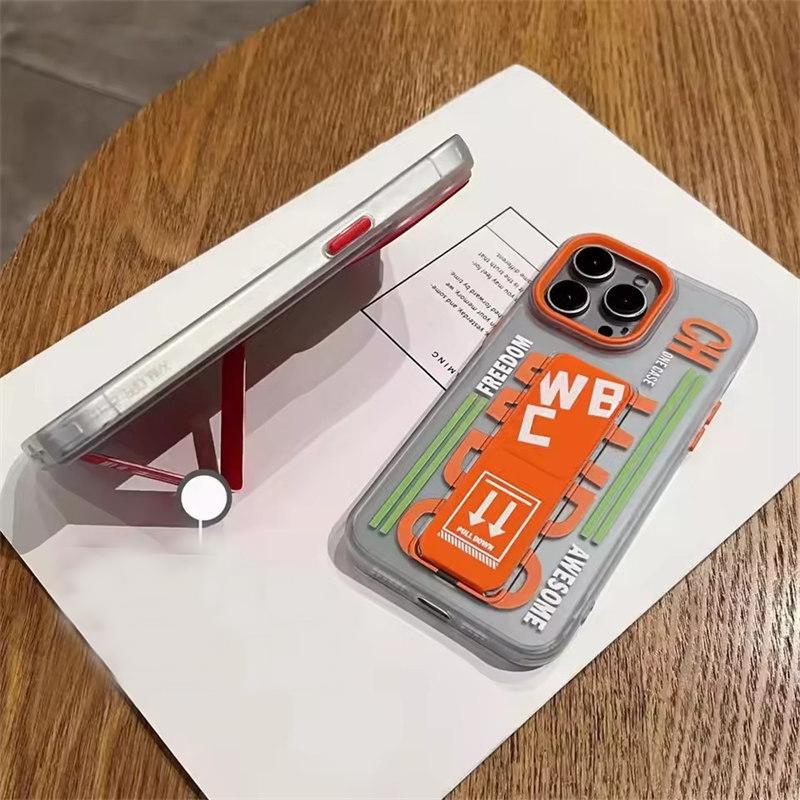 Matte Anti-Slip Phone Case for iPhone 16/15/14/13 Pro Max - Shockproof Hard Bumper Cover with Foldable Wristband Holder