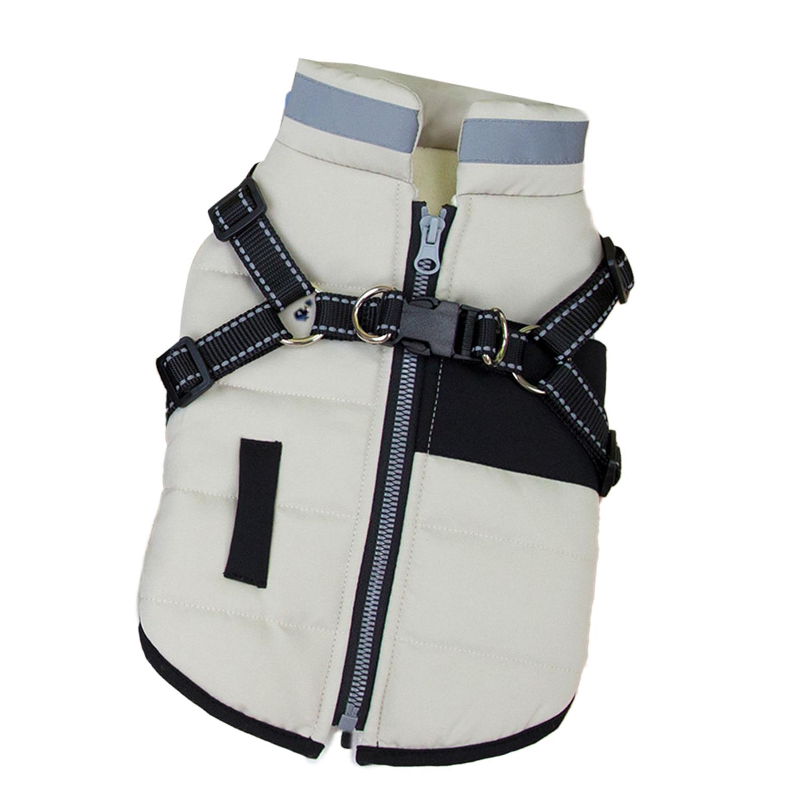 

Теплое пальто для домашних животных в холодную погоду, зимняя мягкая одежда для маленьких пород, двухслойное пальто для домашних животных, хлопковые куртки для активного отдыха с собакой XS бежевый