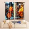 2 Pcs, Filtering Curtains (excluding Rods, Non-movable, Without Batteries) Flame Skull Motorcycle