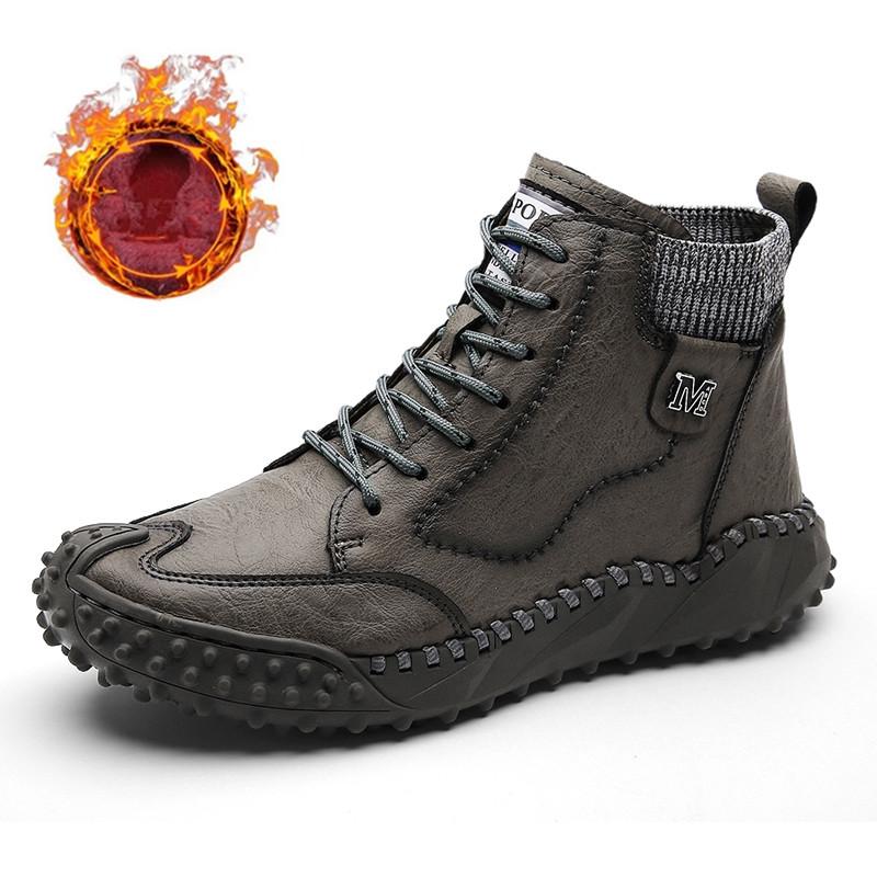 New Winter Waterproof Men Boots Plush Warm Snow Boots Outdoor Non-slip Men Ankle Work Boots Men's Motorcycle Boots Botas Hombre