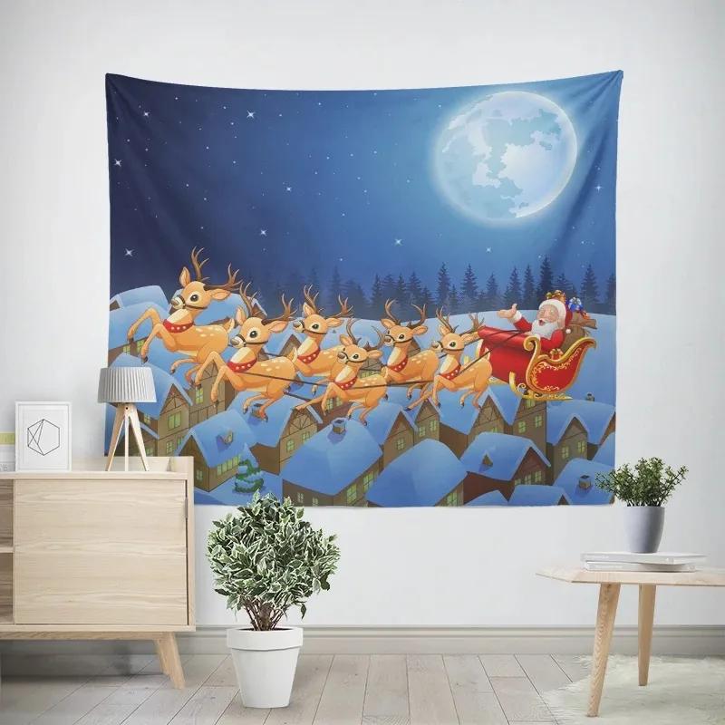 Weihnachten Neujahr Schlitten Elch Wandteppich Wohnzimmer Sofa Heimdeko Weihnachtsgeschenk
