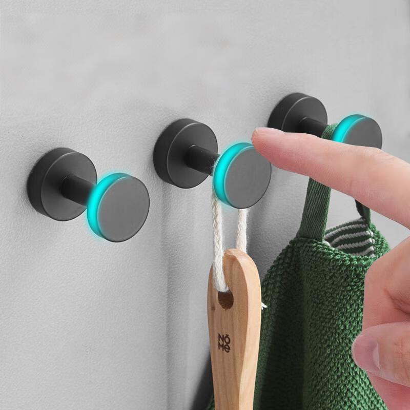 Q-Style Black Space Aluminum Single Coat Hook (2-Pack)
