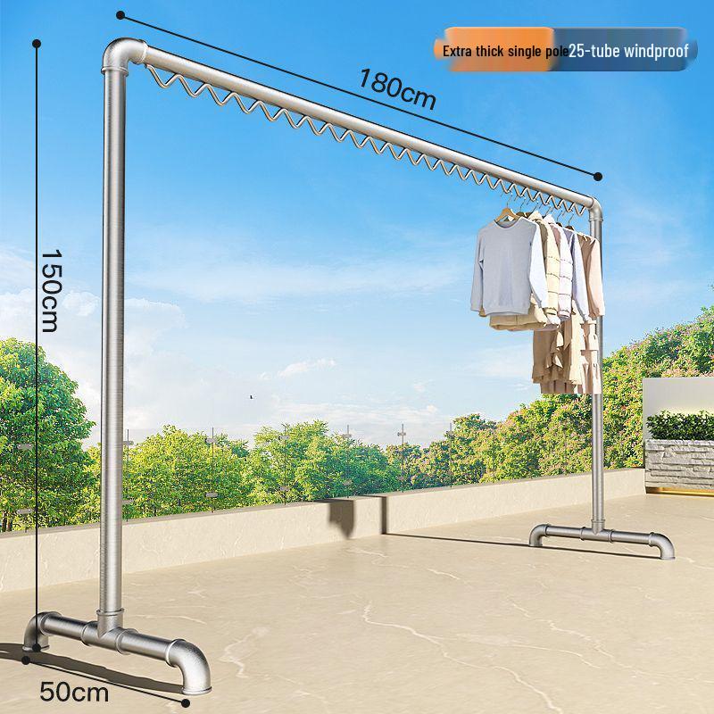 Windproof Outdoor Galvanized Steel Clothes Drying Rack with Thickened Pipes for Balcony