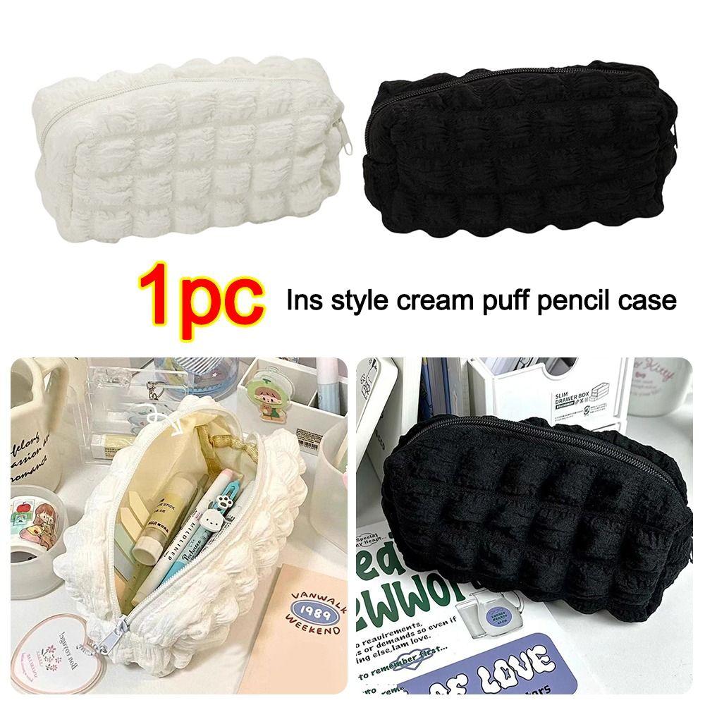Soft Stationery Box Solid Color Pillow Bag Durable Cosmetic Bag for School Supplies