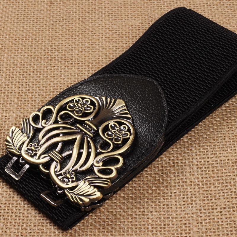 Palace Vintage Metal Carved Wide Belt New Fashion Accessories Alloy Flower Vintage Leather Belt Belt Straps for Women