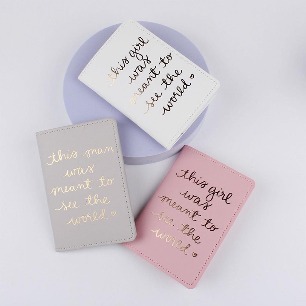 Lover Couple Passport Cover Holder Hot Stamping Letters for Women Men Travel Fashion Weddings Gift