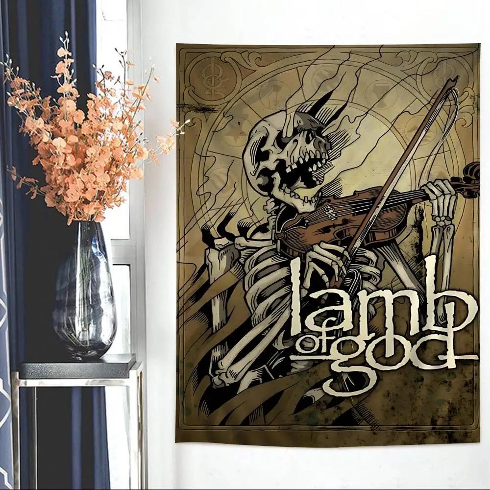 American Metal Band L-Lamb Of God Tapestry Art Printing Japanese Wall Tapestry Anime Wall Hanging Home Decor