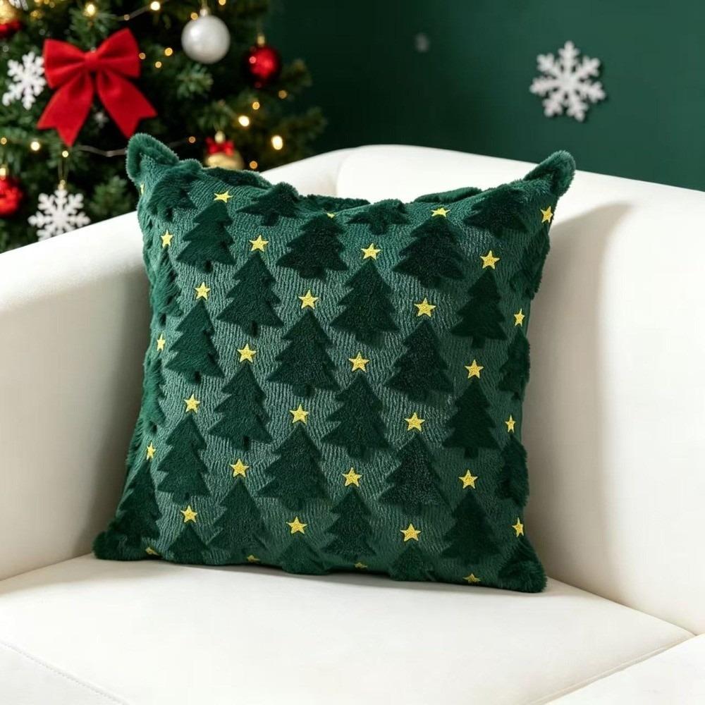 Square Knitted Throw Pillow Cover 3D Embossed Christmas Tree Cushion Cover 45x45cm Polyester Xmas Decor Cushion Case Party