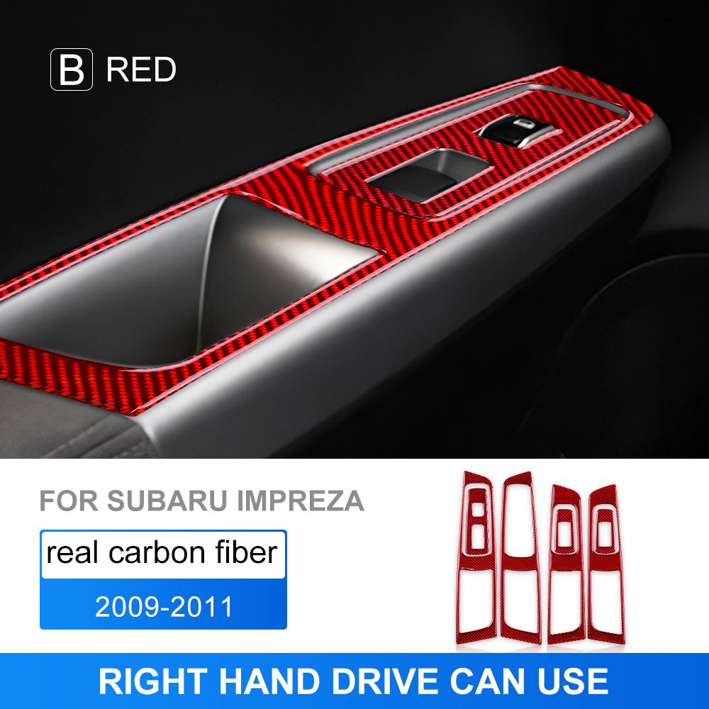 Real Soft Carbon Fiber Car Sticker For Subaru Impreza 2009 2010 2011 LHD RHD Door Window Switch Button Cover Panel Accessories