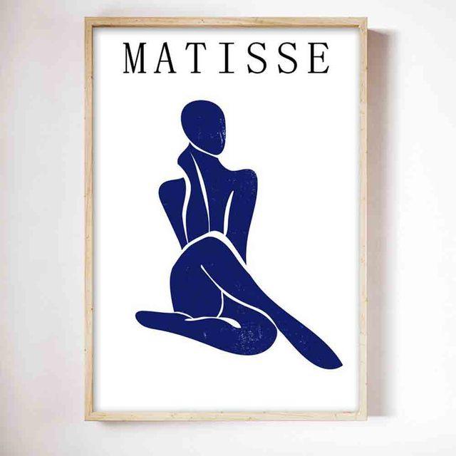 

Nordic abstract art Matisse poster blue theme figure printing canvas painting living room corridor home decoration mural No Frame 21*30cm No Frame