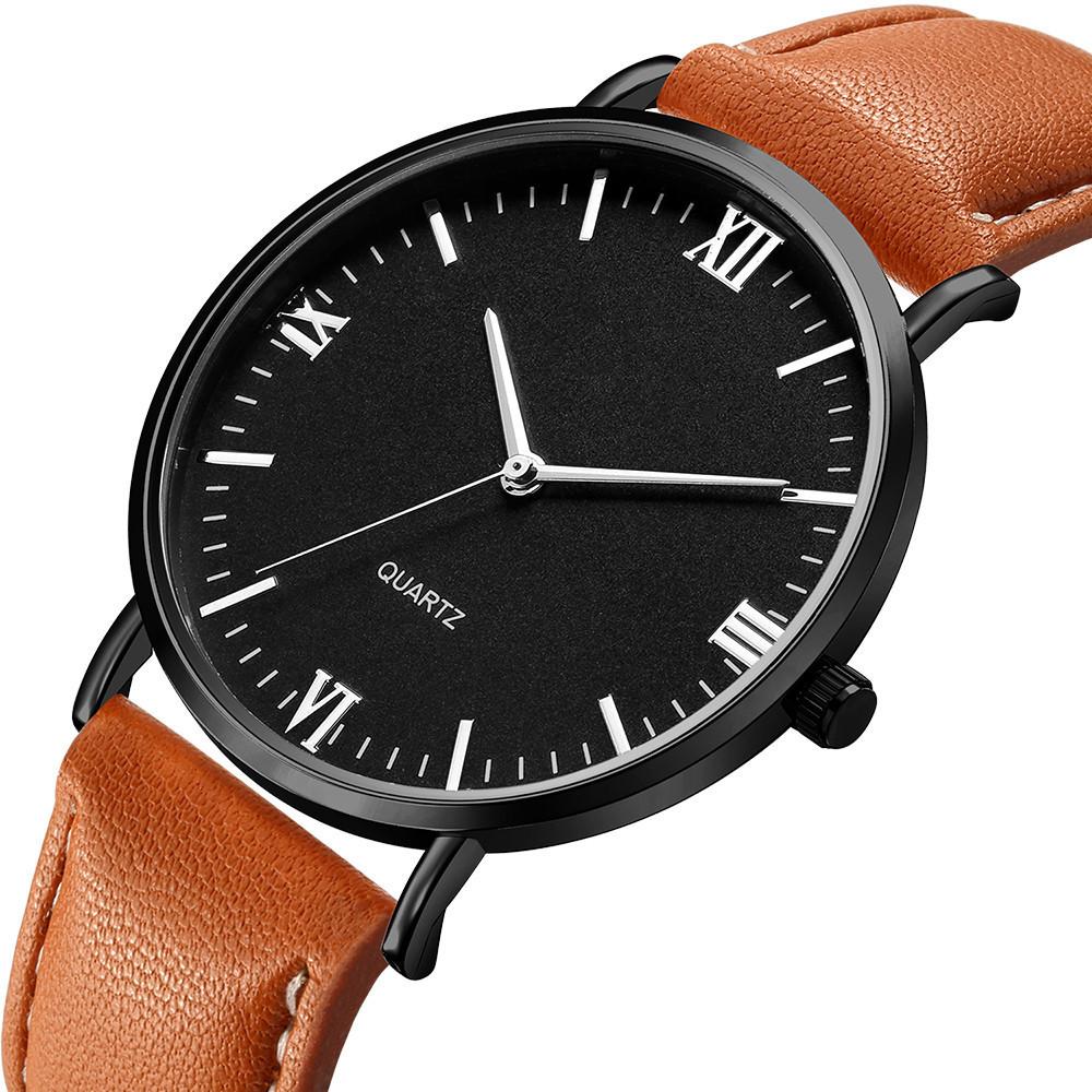 Men'S Roman Scale Ultra-Thin Quartz Belt Watch, Versatile Simple Casual Men'S Watch Student Watch