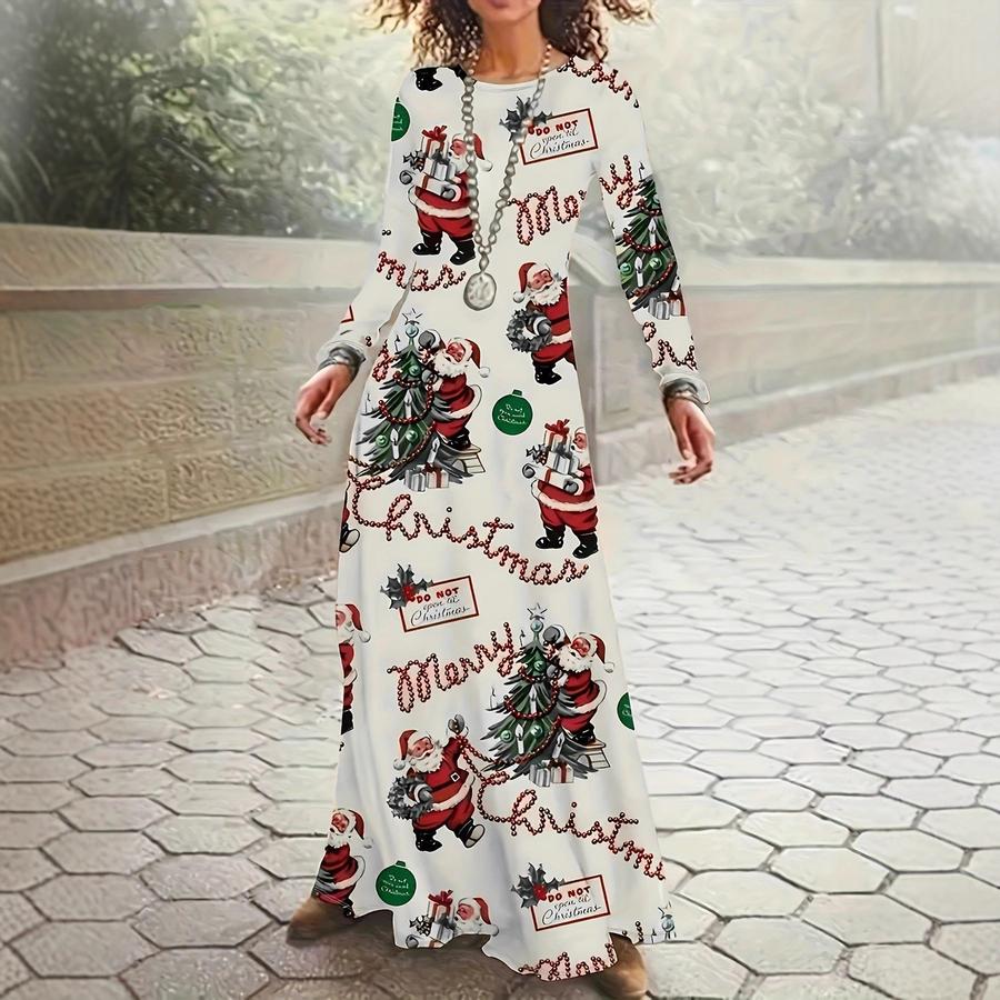 Printed Wholesale Women's Fall/Winter Long Sleeve Dress - Christmas Sale