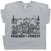 Forest Friends T Shirt Funny Camp Shirt for Men Women Guys Yellowstone National Park Shirt Cute Fox Raccoon Shirt Outdoor Theme Graphic Tee