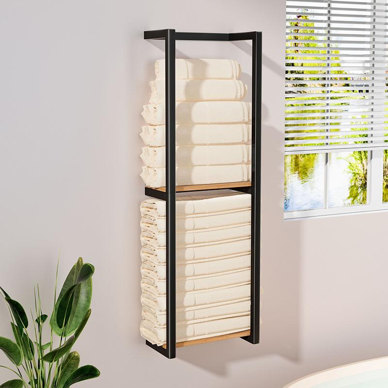 2-Layer Towel Storage Shelf Wall Mounted Towel Storage Rack Durable Storage Shelf For Toiletry Space Saving Organizer