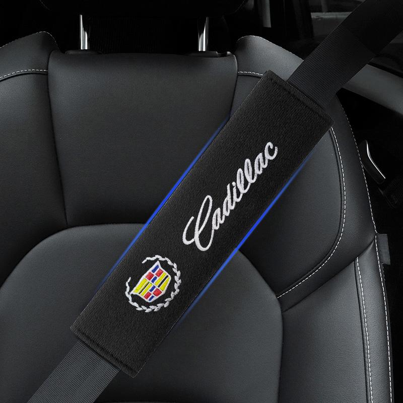 Cotton Car Emblem Badge Seat Belt Cover Shoulder Protection Cushion For Cadillac CT4 Seville ATS Celestiq Ciel Escala SRX XT6 EV XLR ELR Elmiraj EXT