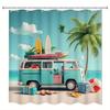 Retro VW Van Tropical Beach Shower Curtain Coastal Summer Vacation Decor Bathroom Waterproof Print