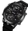 SKMEI 2212 Trend Design Digital Movt 4Time Date Week Display Watch Men 12/24 Hour Clock Stainless Steel / Silicone Strap Watches