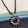 Retro Long Crystal Sweater Chain Women's Versatile Temperament Flower Pendant Necklace Fashion Ethnic Style Hanging Accessories
