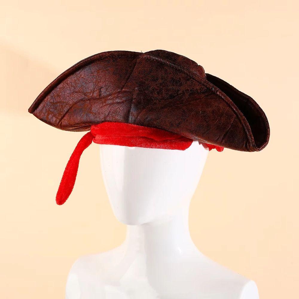 Adult Brown Pirate Captain Cap Holiday Party Vintage Tricorn Hat Pirate Cowboy Hat Men Headwear