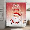 TU Christmas Shower Curtain Festive Holiday Decor Santa Claus Pattern Waterproof Bathroom Fabric Backdrop Xmas Home Decor