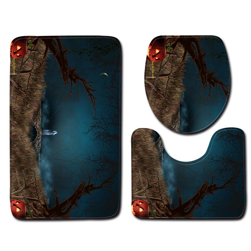 Halloween Bathroom Toilet Three-Piece Floor Mat Doormat Bathroom Carpet