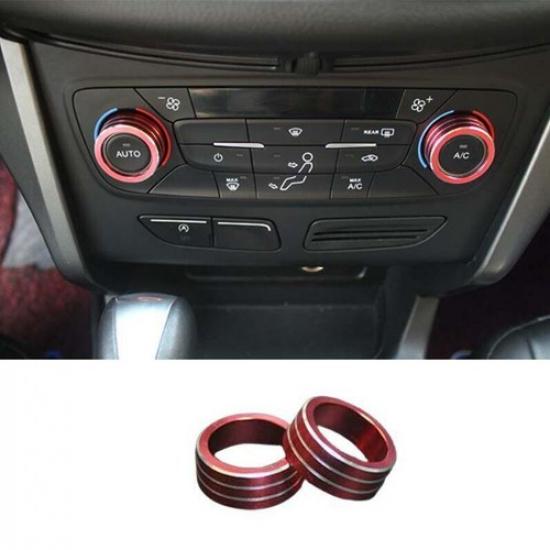 For Ford Escape Kuga 2017- Red Central Console AC Knob Cover Trim Aluminum