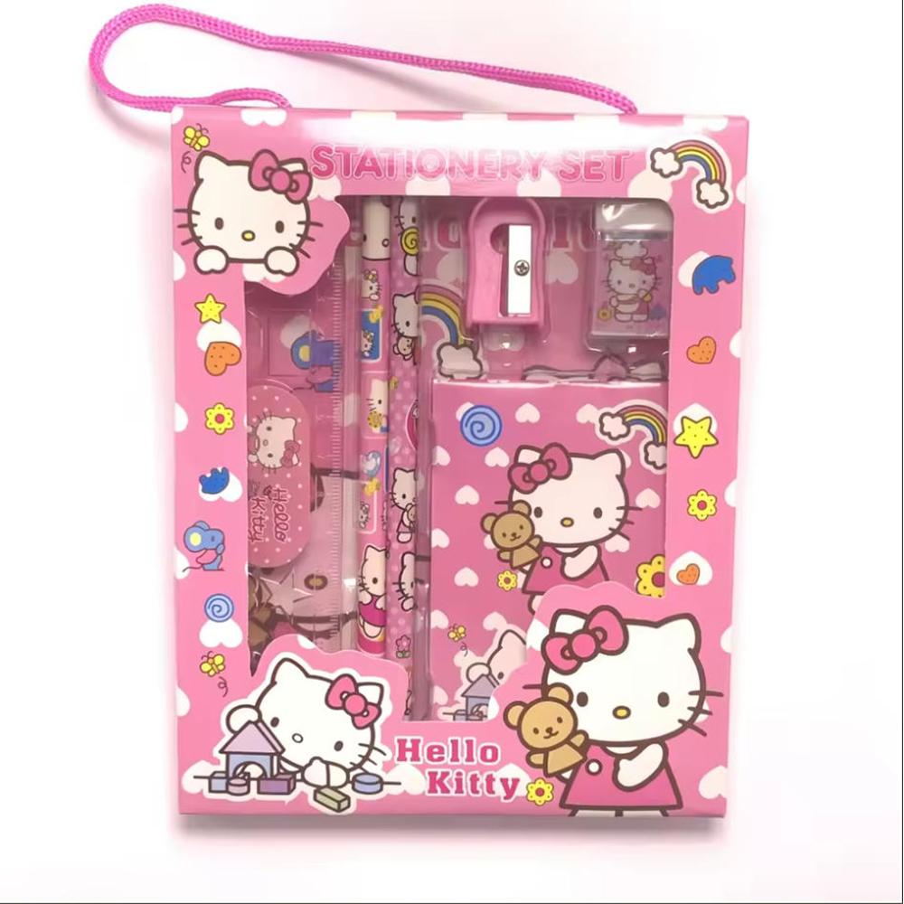 Melody Kuromi Handheld Stationery Set Anime Cartoon Pencil Ruler Notebook Kids Learning Gift Prize For Kids Adults Children's Birthday Gift Holiday