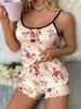 Shein Floral Print Milk Silk Women's Pajamas Set - Camisole & Shorts