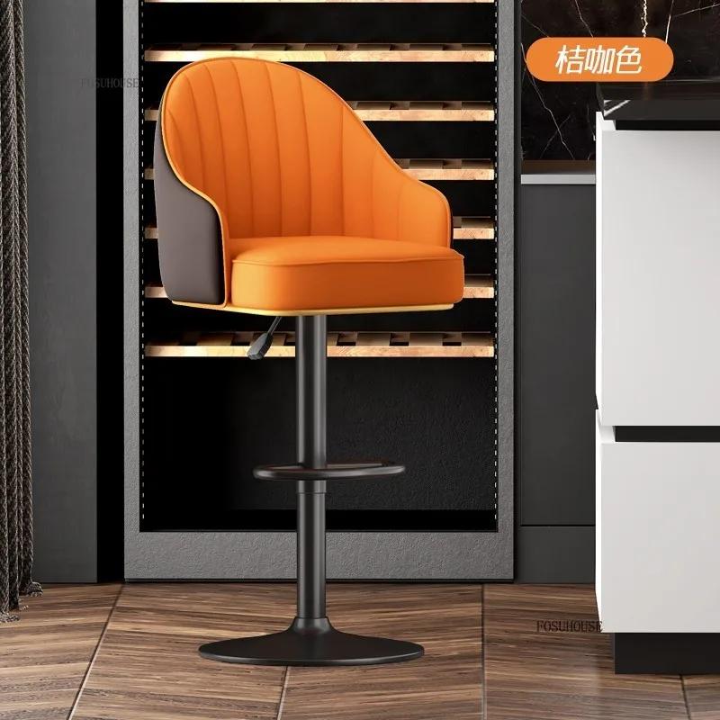 For Modern Minimalist Living Room High Bar Chairs Home Furniture Restaurant Bar Stool Hotel Swivel Backrest Armchair P L