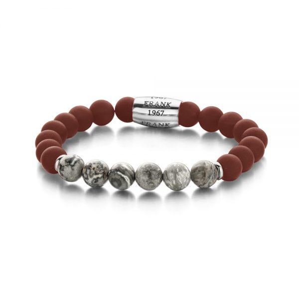 Frank1967 Jasper Gemstone Bracelet Red Gray 7Fb-0083