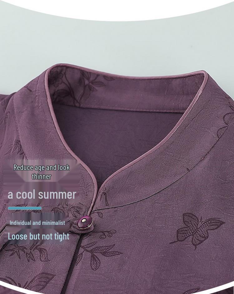 Elegant Spring/Summer Tang Suit Blouse for Mothers - Grandma-Style Wedding Shirt for Middle-Aged and Elderly Women
