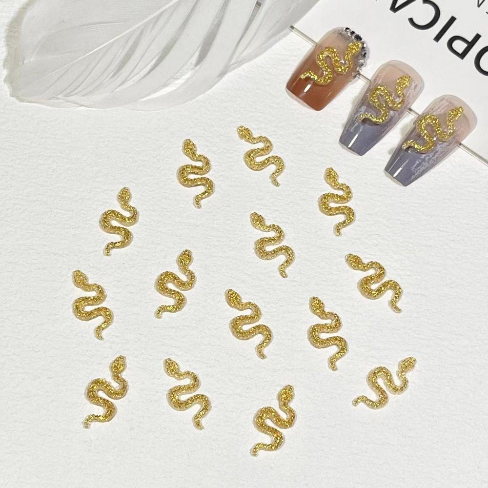 50 Pcs Flatback Nail Art Decoration 3D Snake Nail Stickers DIY Snake Nail Art Accessories  Women