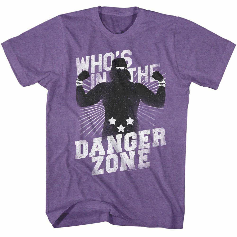 Macho Man Danger Zone Retro Purple Heather Adult T-Shirt S