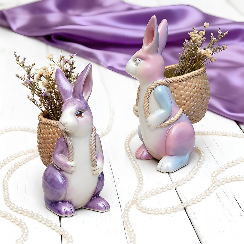 WTEMPO Rabbit Shaped Resin Mold Cute Bunny Design Silicone Mold for Epoxy Resin Crafts Soap Clay Candle Making Cabinet Desktop Decor Mold