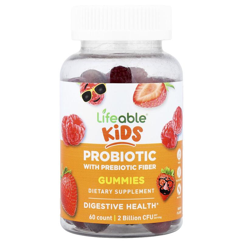Kids Probiotic With Prebiotic Fiber Gummies, Berry, 60 Gummies