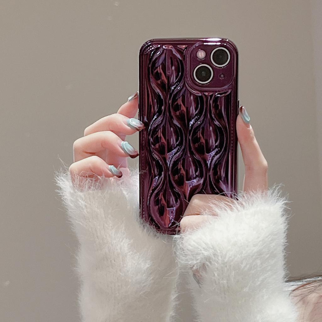 Electroplating Wavy Pattern Is Suitable for iPhone14Pro Max Mobile Phone Case Apple 15 New 12/13 Niche Style Ins