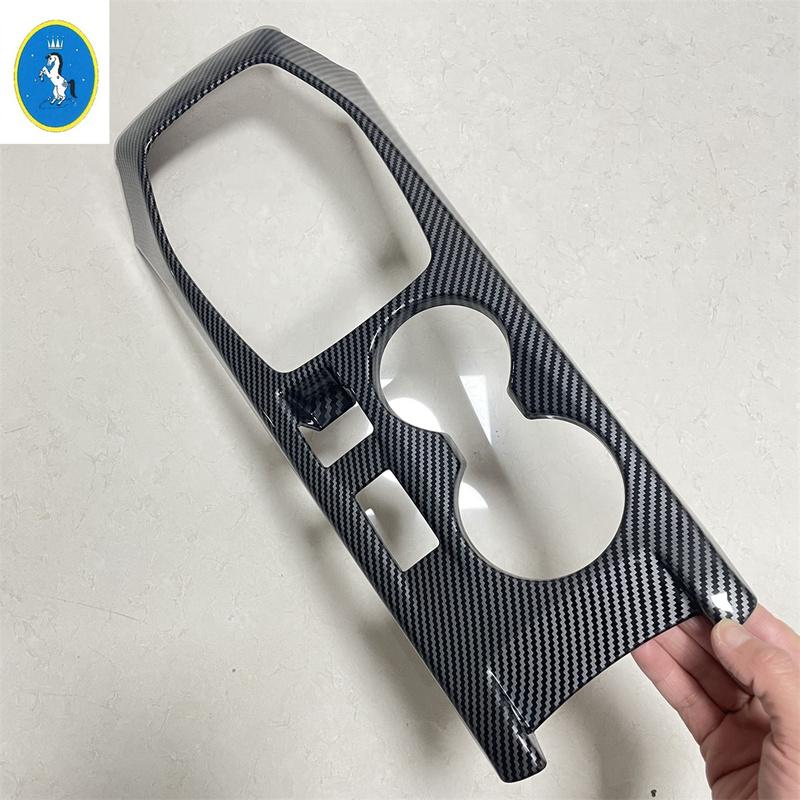 ABS Carbon Fiber Central Control Gear Shift Panel Water Cup Frame Decoration Accessories Cover Trim For Peugeot 208 - 2025
