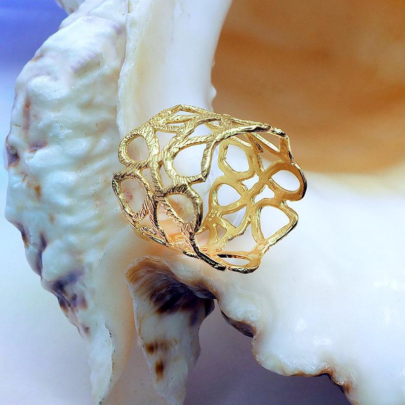 Bague creuse en argent S925, plaqué or, mode exagérée européenne et américaine