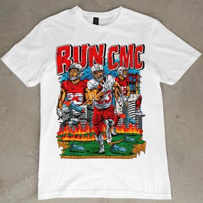 Christian McCaffrey “Run CMC” Graphic T-Shirt 49ers Football Tee NFL Retro NEW