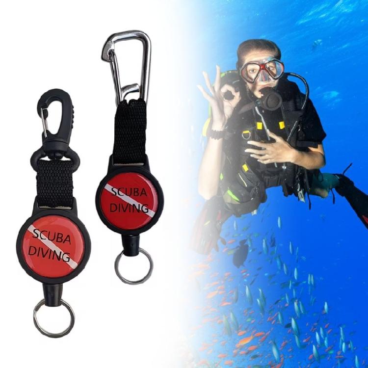 Stainless Steel Pull Cord with Hook Retractable Cable Telescopic Cord Scuba Diving Essential Outdoor Equipment Tether