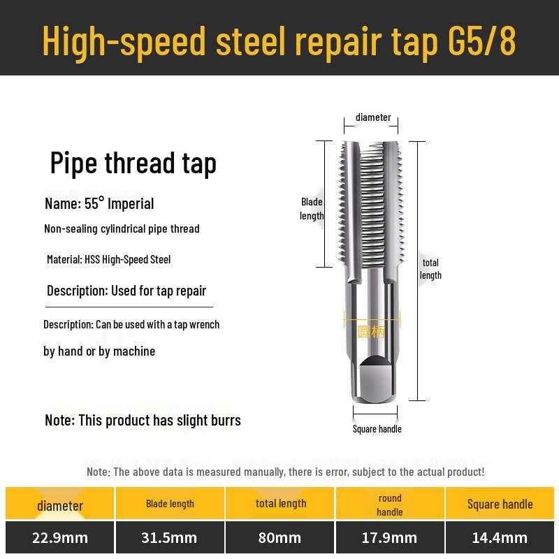 55° Imperial Non-Sealing Cylindrical Pipe Thread Tap/Thread Mill Drilling Bit, 60° US Sizes 2, 3, 4.