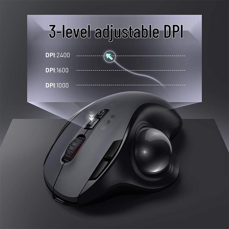 JOMAA Silent Rechargeable 2.4G Wireless Dual-Mode Trackball Mouse for Drawing & Office