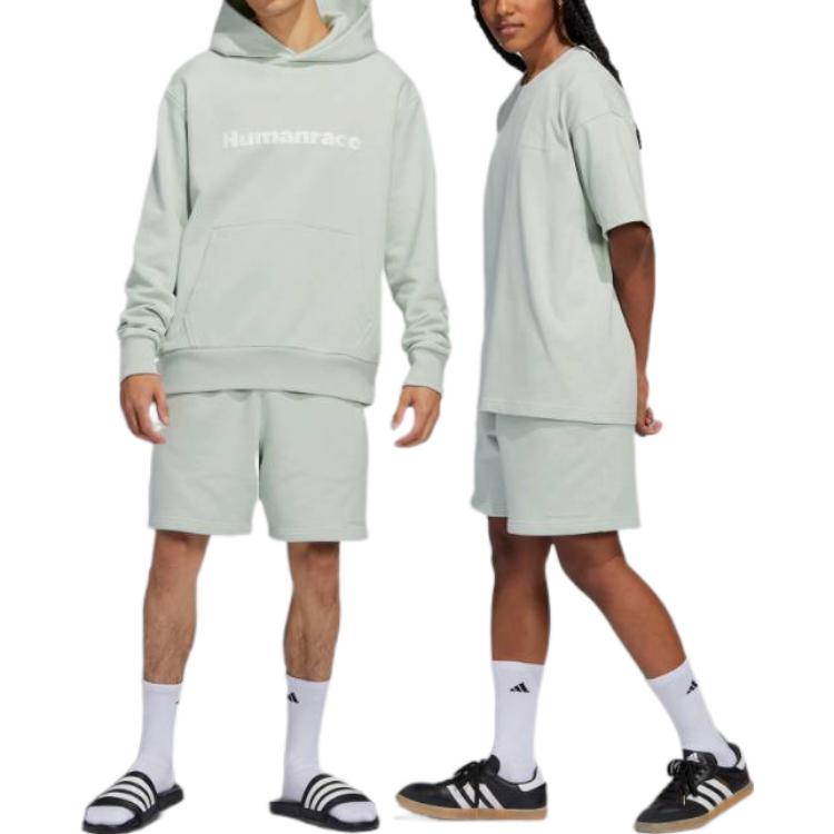 Adidas Originals X Pharrell Williams Solid Logo Print Drawstring Sports Shorts Unisex Shorts Linen-Green HS4822