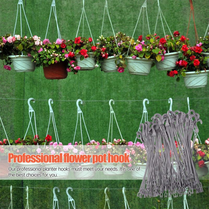 HANABASS Planter Hooks, Set of 30, Weather-Resistant Plastic Hanging Plant Hangers for Balcony and Windowsill Plants, Approx. 15.7 X 1.8 X 0.2 Inches
