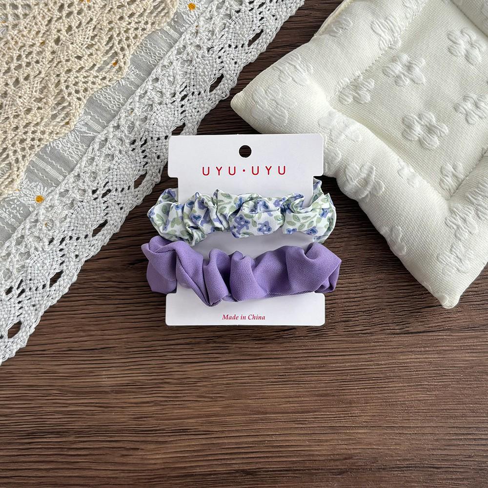 2PCS Korean Influencer Floral Scrunchies for Bun Hairstyles - Elastic Hair Ties/Bands