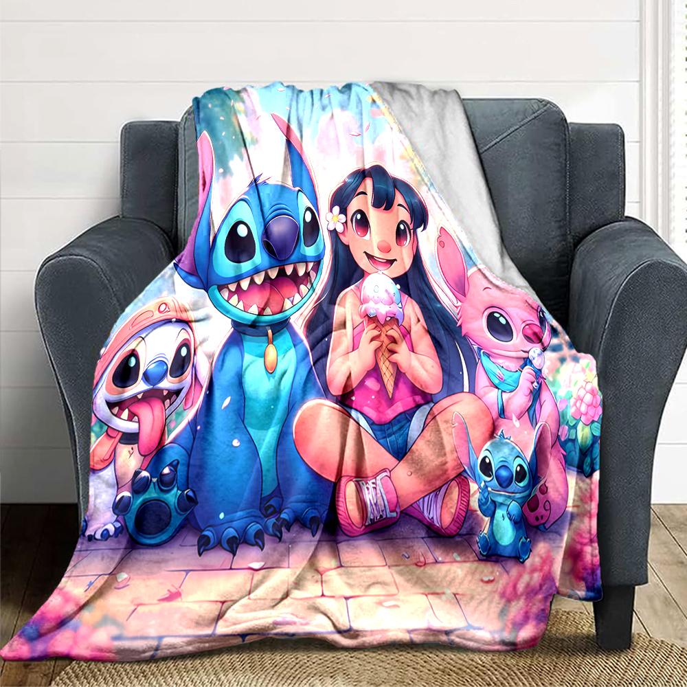 1Pc Lilo Stitch Adventure Blanket Soft Throw Blanket For Home Bedroom Bed Sofa Travel Office Solid Christmas Blanket