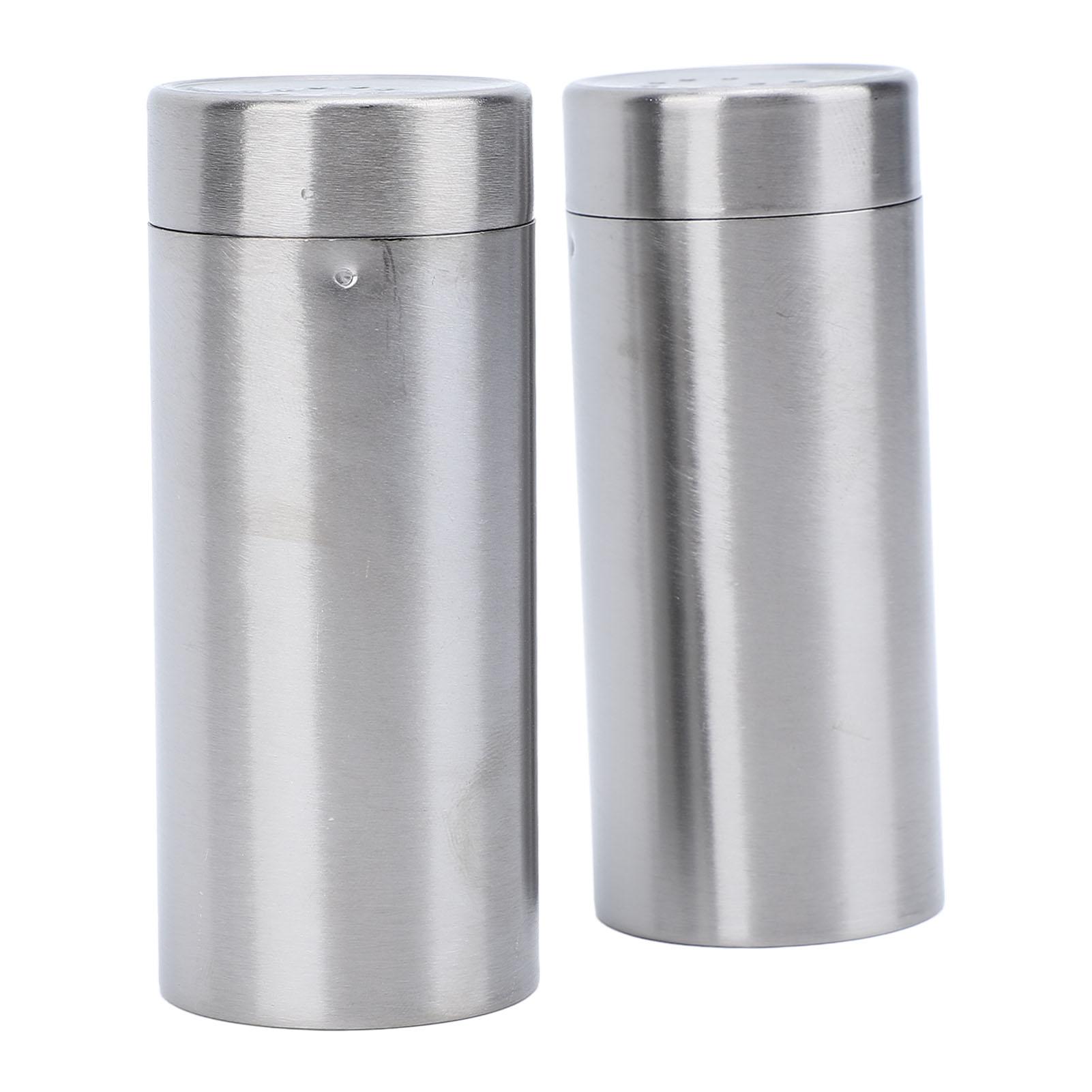 2 Pcs 304 Stainless Steel Seasoning Bottles Table Household Pepper Salt Shaker Barbecue Sprinkles Seasoning Jar Kitchen L