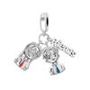 925 Silver Love Footprints Bead Double Pendant Charm for DIY Bracelet Jewelry Making Gift for Boy Girl Friend