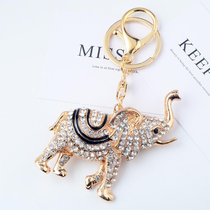 Rhinestone Little Elephant Keychain - Popular Cartoon Bag Charm at Tourist Attractions