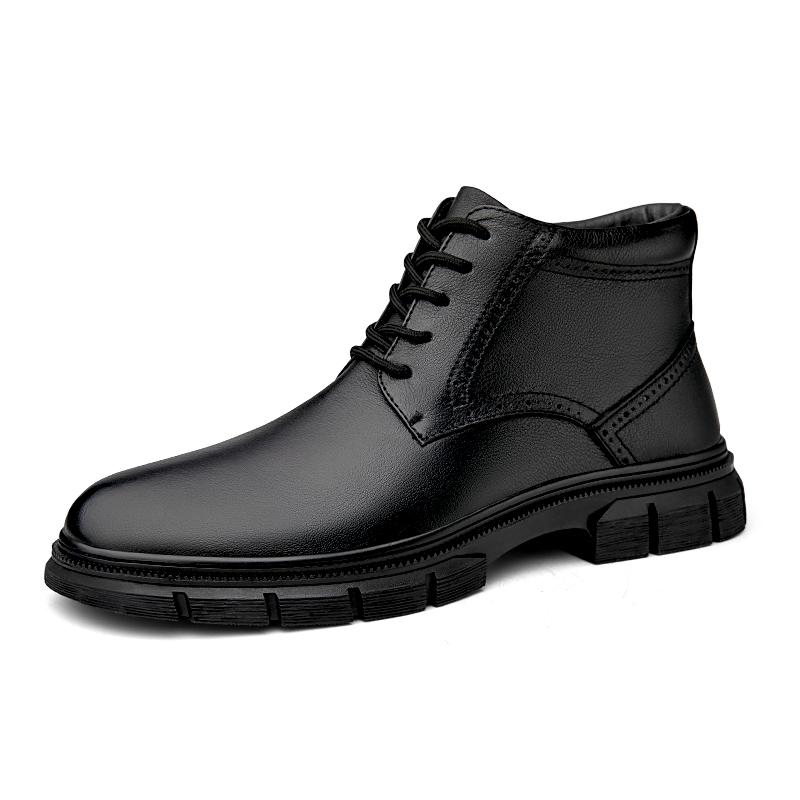 Genuine Leather Men Ankle Boots Lace-up Business Work Office Dress Shoes Luxury Brand High Top Man Shoe High Quality Basic Boots